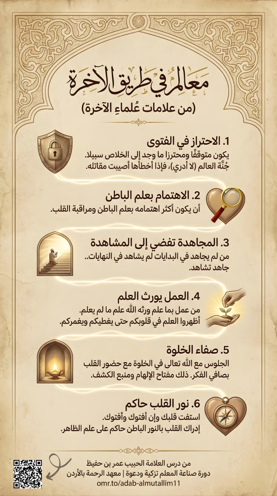 معالم من طريق الآخرة - آداب المتعلم والمعلم وآفات العلم 11